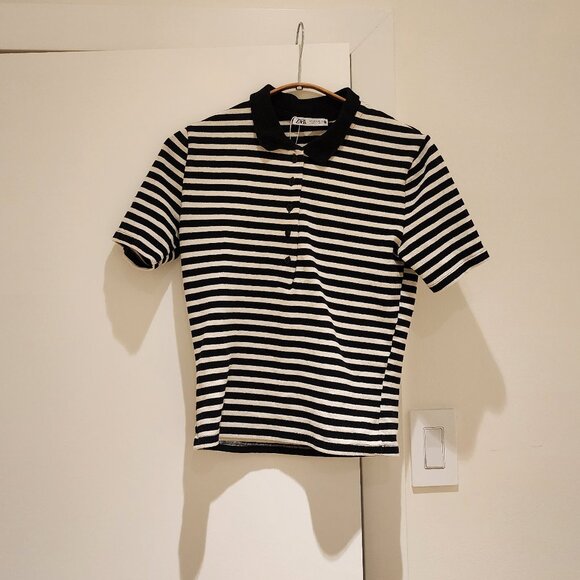 Zara Striped Polo Shirt - Picture 1 of 4